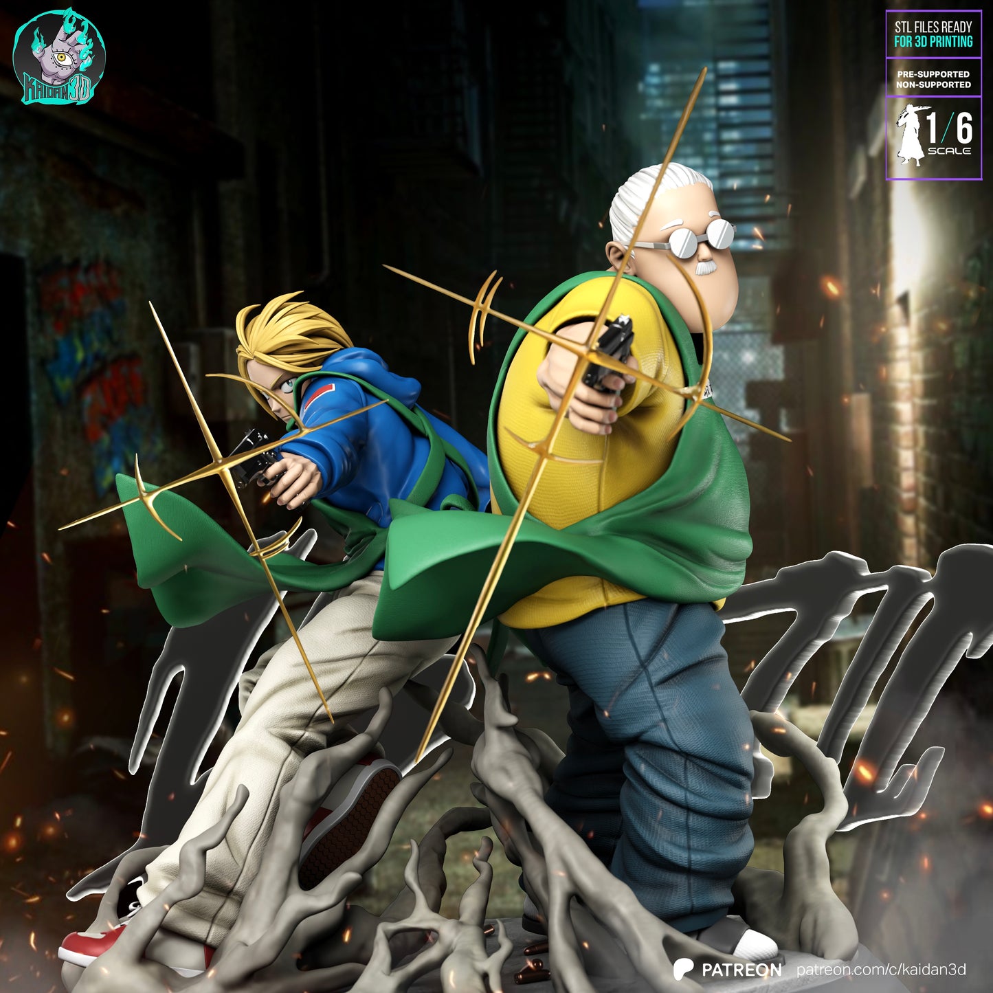 Taro x Shin - Unassembled and Unpainted Garage Kit - Model Designed by Kaidan3D